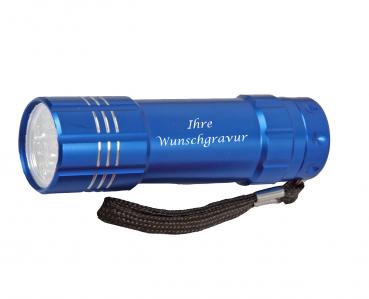LED Taschenlampe mit Gravur / aus Metall / Farbe: blau