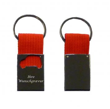 Metall-Schlüsselanhänger "Auto" mit Gravur / Farbe: schwarz-rot