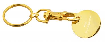 Metall-Schlüsselanhänger mit Gravur / mit Einkaufschip / Farbe: gold