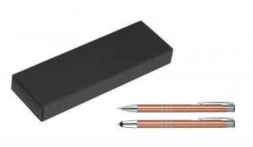 Metall Schreibset / Touchpen Kugelschreiber + Druckbleistift / Farbe: roségold