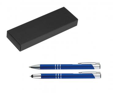 Metall Schreibset / Touchpen Kugelschreiber + Kugelschreiber / Farbe: blau