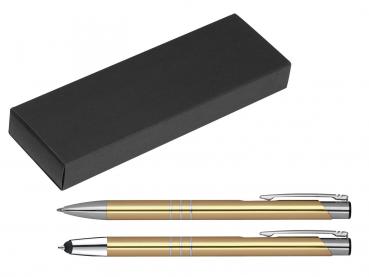 Metall Schreibset / Touchpen Kugelschreiber + Kugelschreiber / Farbe: gold