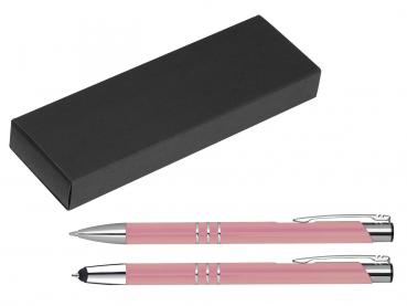 Metall Schreibset / Touchpen Kugelschreiber + Kugelschreiber / Farbe: rosé