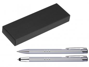 Metall Schreibset / Touchpen Kugelschreiber + Kugelschreiber / Farbe: silber