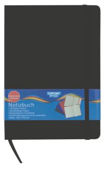 Notizbuch 192 Seiten kariert 14,8x21cm Kladde ca. DIN A5 schwarz