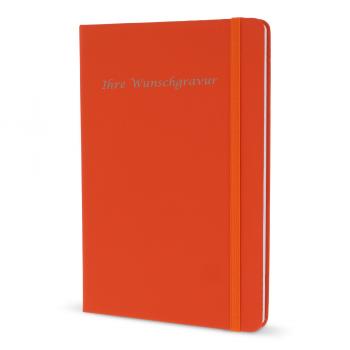 Notizbuch mit Gravur / DIN A5 / 192 S. / liniert / PU Hardcover / Farbe: orange