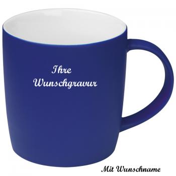 Porzellantasse mit Namensgravur / Kaffeetasse / 200 ml / Farbe: blau