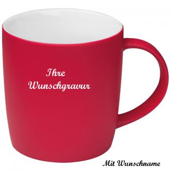 Porzellantasse mit Namensgravur / Kaffeetasse / 200 ml / Farbe: rot