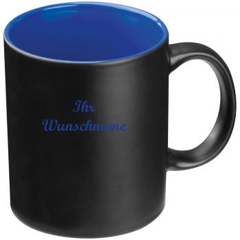 Porzellantasse mit Namensgravur - Kaffeetasse - 300 ml - Farbe: schwarz-blau