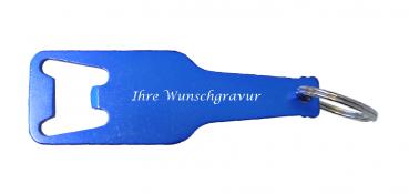 Schlüsselanhänger mit Gravur / mit Flaschenöffner / Farbe: blau