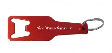 Schlüsselanhänger mit Gravur / mit Flaschenöffner / Farbe: rot