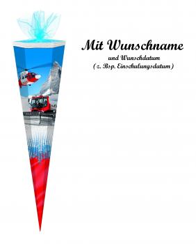 Schultüte mit Namensgravur - Zuckertüte - 70cm - eckig - "Pisten-Team"