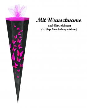 Schultüte mit Namensgravur - Zuckertüte - 70cm - eckig - "Schmetterlinge"