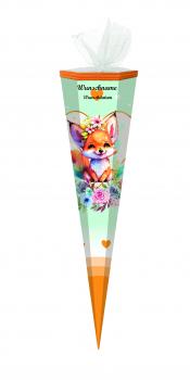 Schultüte mit Namensgravur - Zuckertüte - 85cm - eckig - "Fuchs"