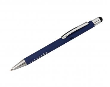 Softtouch-Touchpen-Kugelschreiber aus Metall / gummiert / Farbe: blau