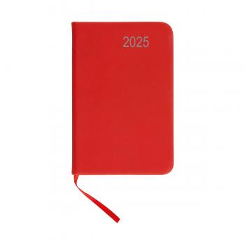 Taschenkalender 2025 / ca DIN A7 / mit PU Einband / Farbe: rot