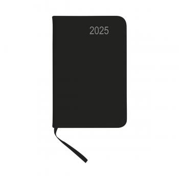 Taschenkalender 2025 / ca DIN A7 / mit PU Einband / Farbe: schwarz