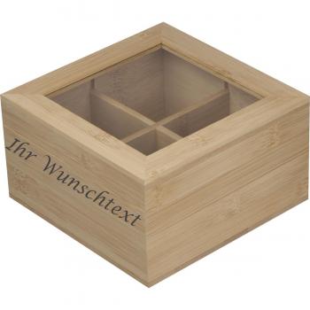 Teeaufbewahrungsbox mit Gravur / mit Glasdeckel für 40 Teebeutel