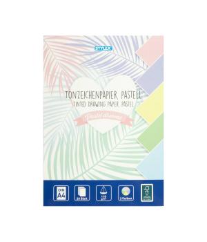 Tonzeichenpapier / DIN A4 / 110g / 20 Blatt / 5 verschiedene Pastellfarben