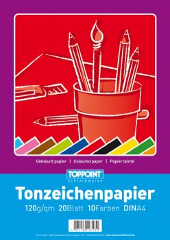 Tonzeichenpapier DIN A4 120g 20 Blatt 10 Farben