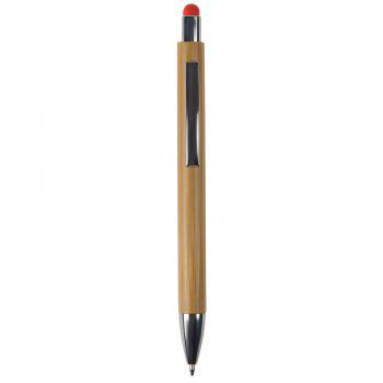 Touchpen Holz-Kugelschreiber mit Namensgravur - Stylusfarbe: orange