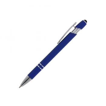 Touchpen Kugelschreiber / aus Metall / Soft-Touch / Farbe: blau