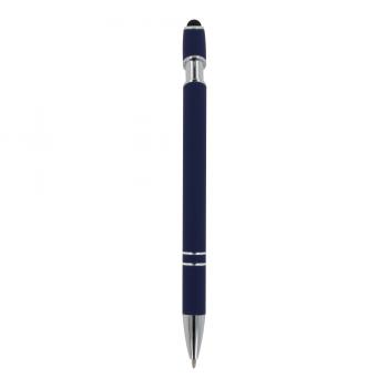 Touchpen Kugelschreiber / aus Metall / Soft-Touch / Farbe: dunkelblau