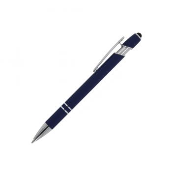 Touchpen Kugelschreiber / aus Metall / Soft-Touch / Farbe: dunkelblau