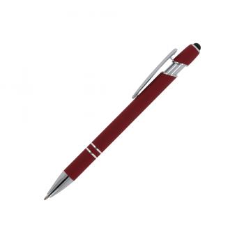 Touchpen Kugelschreiber / aus Metall / Soft-Touch / Farbe: dunkelrot