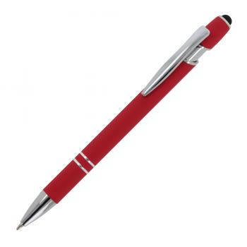 Touchpen Kugelschreiber / aus Metall / Soft-Touch / Farbe: rot