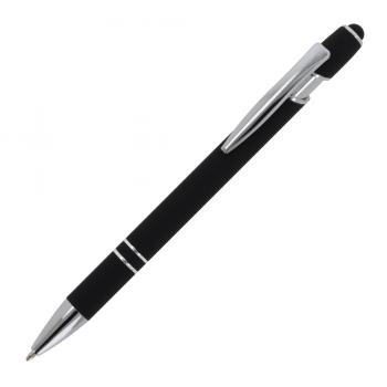 Touchpen Kugelschreiber / aus Metall / Soft-Touch / Farbe: schwarz