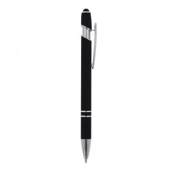 Touchpen Kugelschreiber / aus Metall / Soft-Touch / Farbe: schwarz