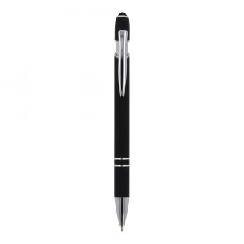 Touchpen Kugelschreiber / aus Metall / Soft-Touch / Farbe: schwarz