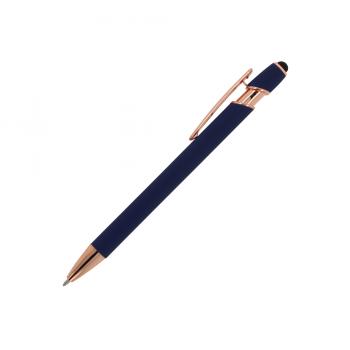 Touchpen Kugelschreiber "Roségold" / aus Metall / Soft-Touch / Farbe: dunkelblau