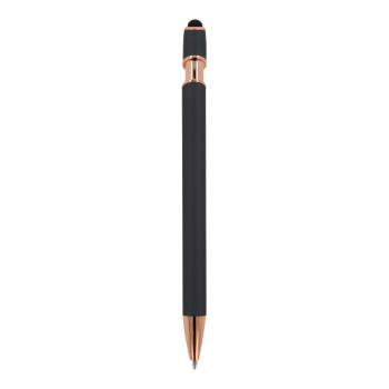 Touchpen Kugelschreiber "Roségold" / aus Metall / Soft-Touch / Farbe: grau