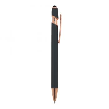 Touchpen Kugelschreiber "Roségold" / aus Metall / Soft-Touch / Farbe: grau