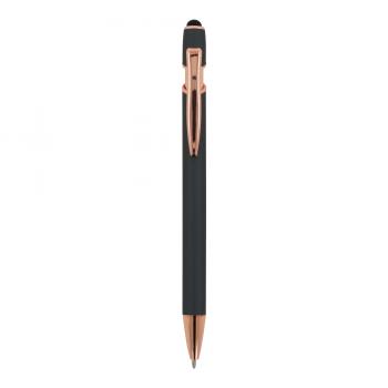 Touchpen Kugelschreiber "Roségold" / aus Metall / Soft-Touch / Farbe: grau