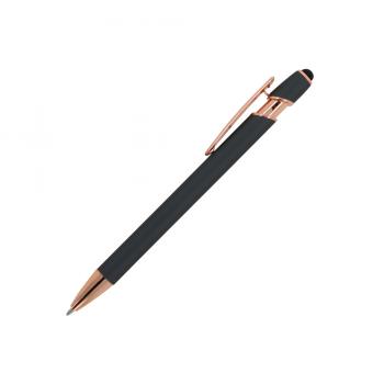 Touchpen Kugelschreiber "Roségold" / aus Metall / Soft-Touch / Farbe: grau