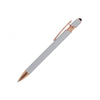 Touchpen Kugelschreiber "Roségold" / aus Metall / Soft-Touch / Farbe: silber