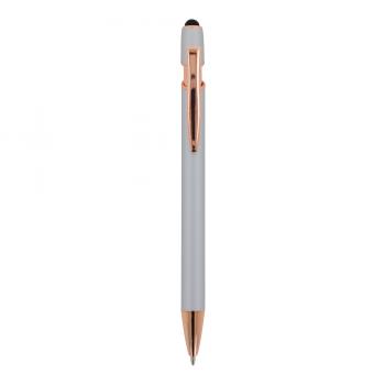 Touchpen Kugelschreiber "Roségold" mit Namensgravur - aus Metall - Farbe: silber