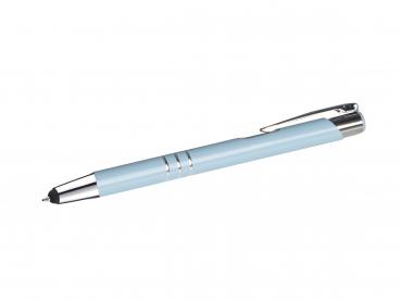 Touchpen Kugelschreiber aus Metall / Farbe: pastell blau