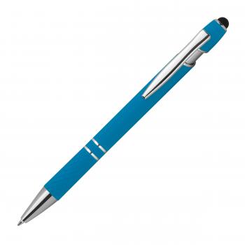 Touchpen Kugelschreiber aus Metall mit Gravur / mit Muster / Farbe: hellblau