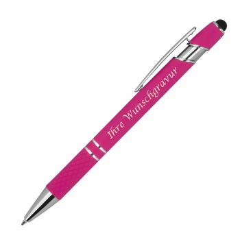 Touchpen Kugelschreiber aus Metall mit Gravur / mit Muster / Farbe: pink