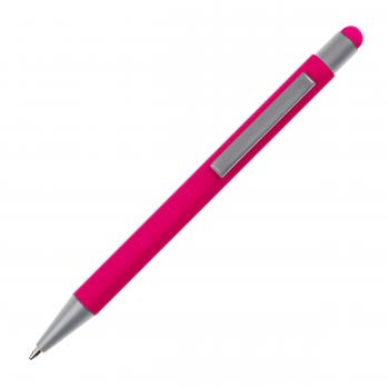 Touchpen Kugelschreiber mit Gravur / aus Metall / Farbe: pink