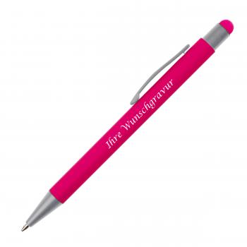 Touchpen Kugelschreiber mit Gravur / aus Metall / Farbe: pink