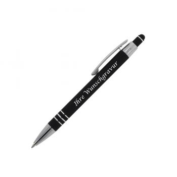 Touchpen Kugelschreiber mit Gravur / aus Metall / mit Soft-Touch / schwarz