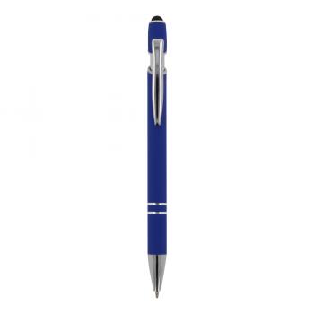 Touchpen Kugelschreiber mit Gravur / aus Metall / Soft-Touch / Farbe: blau