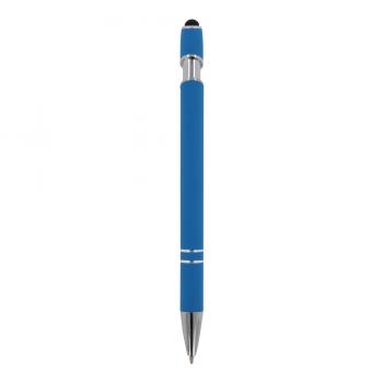 Touchpen Kugelschreiber mit Gravur / aus Metall / Soft-Touch / Farbe: hellblau