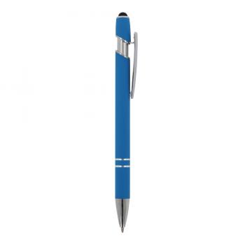 Touchpen Kugelschreiber mit Gravur / aus Metall / Soft-Touch / Farbe: hellblau