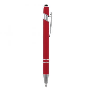 Touchpen Kugelschreiber mit Gravur / aus Metall / Soft-Touch / Farbe: rot